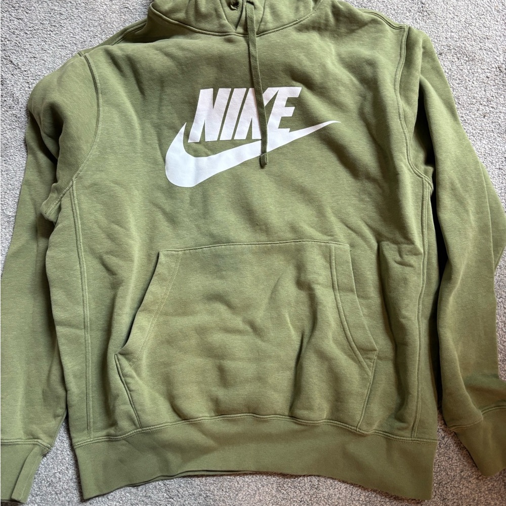 Nike Green and White Sweater with Iconic Logo